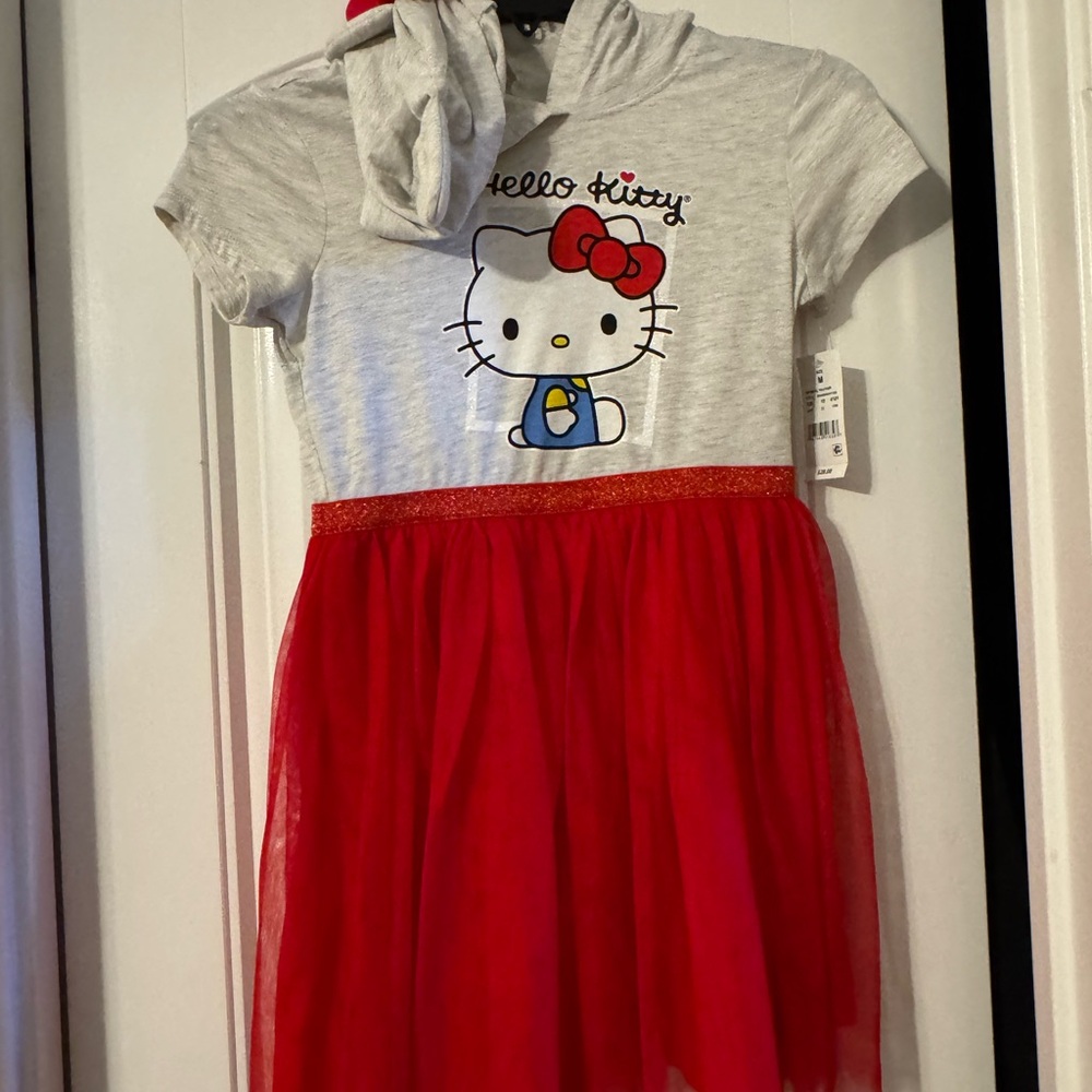 Hello Kitty Gray Top with Red Tulle Skirt and Glitter Waistband